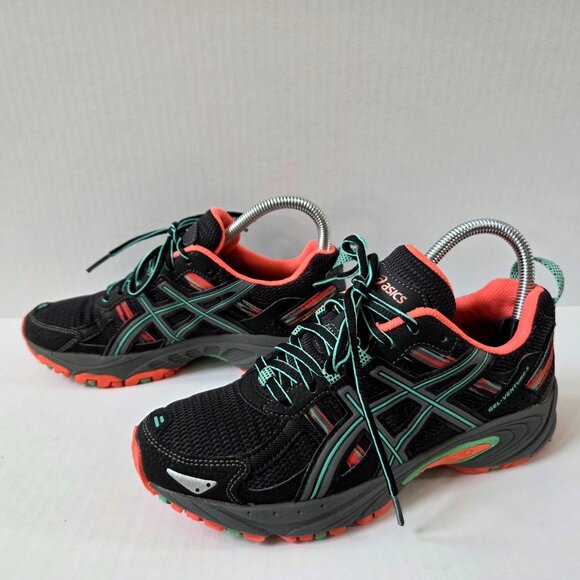 Asics Gel Venture 5 Sneakers Womens 6.5 Black Blue Orange Trail Running Shoes - Picture 2 of 12